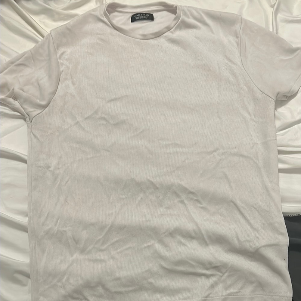 Zara man knit plain white tee